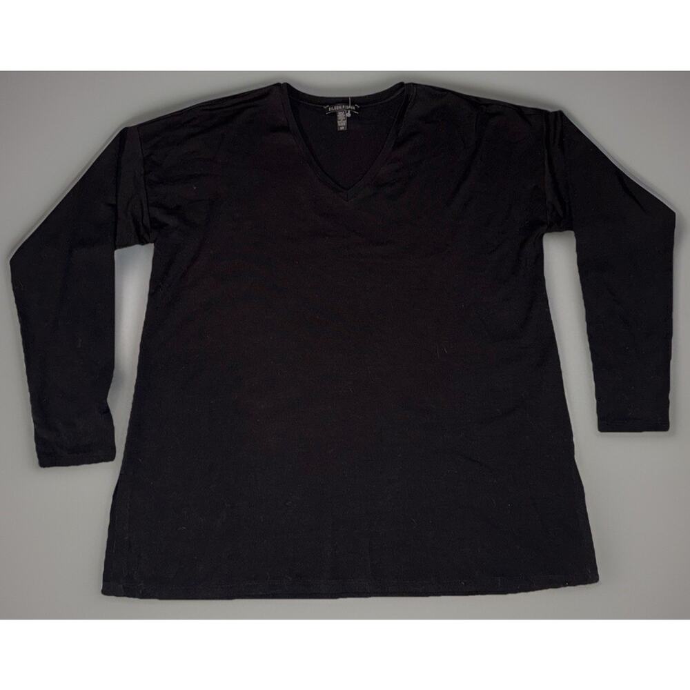Eileen Fisher Women's Black Jersey A-Line V-Neck Long Sleeve Tunic‎ Top Small